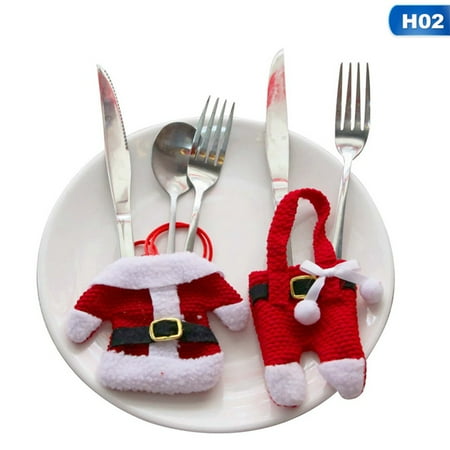 Clothing Knife Fancyleo Casual Christmas Desktop Decoration Christmas Knife And Fork Set Christmas Cutlery Set Christmas Small Clothes Small Pants Cutlery Silverware Bag Decoration ()
