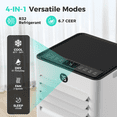 thumbnail image 3 of HAUSHOF 10000 BTU Portable Air Conditioner for Rooms up to 450 Sq.Ft, 4-in-1 Portable AC Unit with Cool, Fan, Dry & Sleep Modes, Remote Control, Window Kit Included, White, 3 of 10