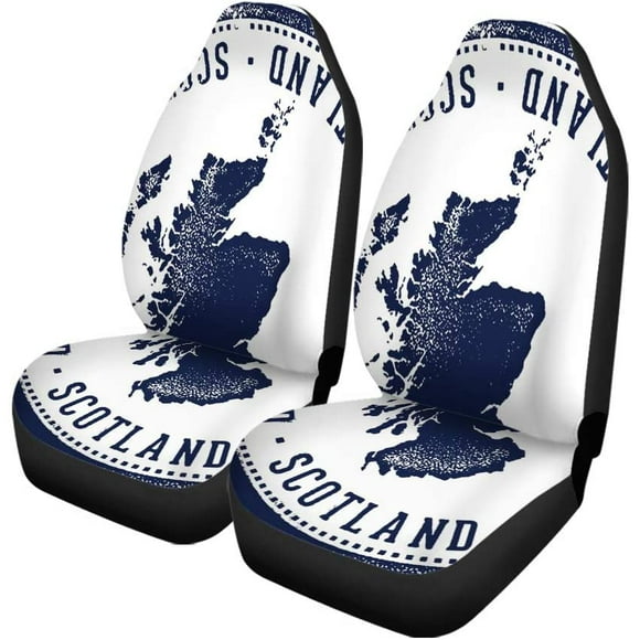 RYLABLUE Set of 2 Car Seat Covers Scotland Map Universal Auto Front Seats Protector Fits for Car,SUV Sedan,Truck