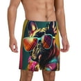 thumbnail image 2 of Susaid Retro Bulldog Sunglasses Print Mens Shorts, Breathable Lounge Sleepwear Set with Elastic Waistband and Pockets-Large, 2 of 6