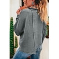 thumbnail image 2 of Medium Grey Raw Edge Uneven Hem Drop Shoulder Sweater - Casual Western Style | [ZhiHiMeRi] | L, 2 of 5