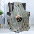 thumbnail image 4 of Rustic Soft Flannel Fleece Throw Blanket, European with Rusty Old Door Knocker Gothic Medieval Times Spanish Style, Cozy Plush for Indoor and Outdoor Use, 60" x 80", Turquoise, by Ambesonne, 4 of 5