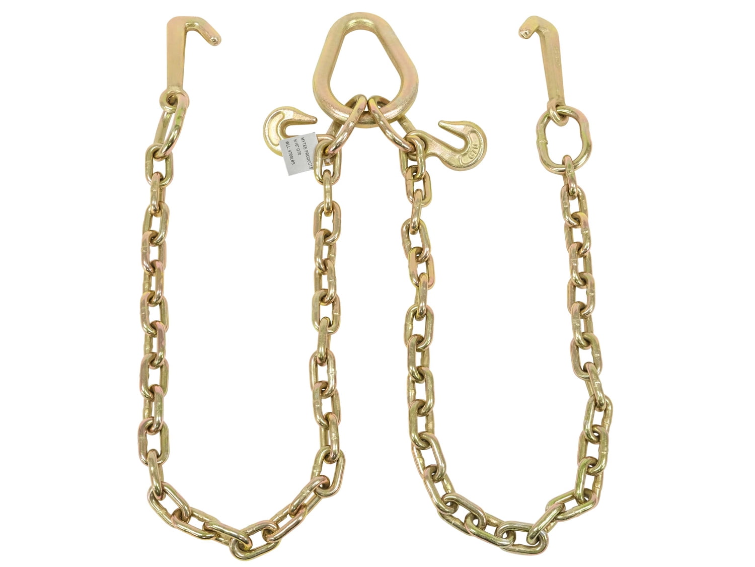 G70 5/16" V-Chain Bridle w/ 4" Mini J Hooks - Grab Hooks at Pear Link - 3ft Legs