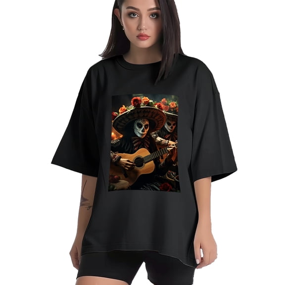 Plus Size Shirt for Women Black Tops for Women Short Sleeves Shirt for Women Skull (24) T Shirt Crewneck Shirt for Women XS