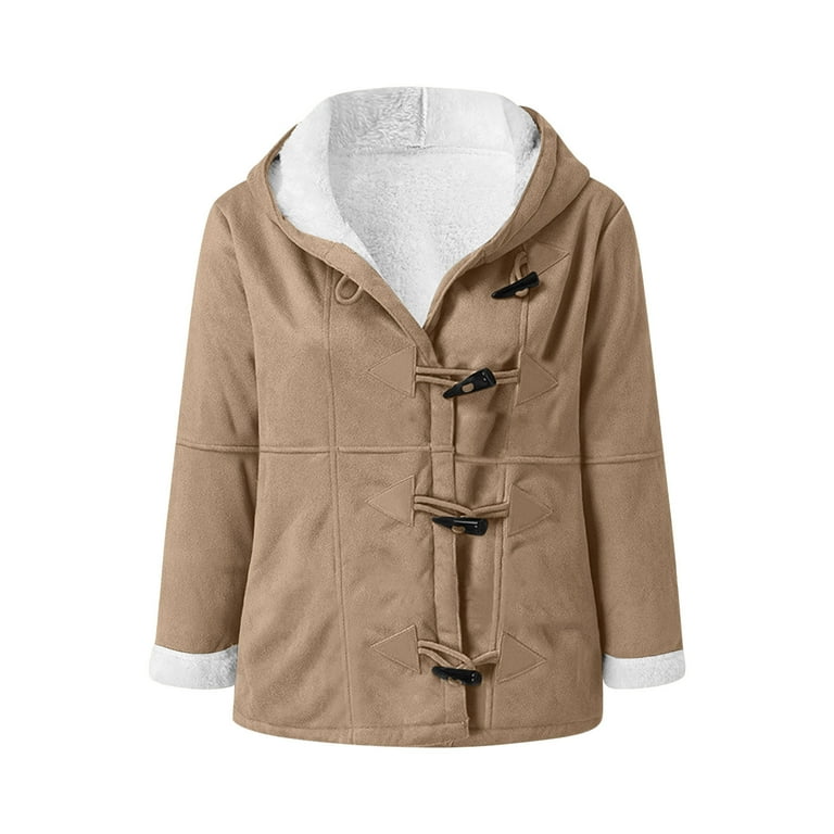 jtjvou Womens Lined Jackets Plus Size Winter Coats Faux Suede Pea