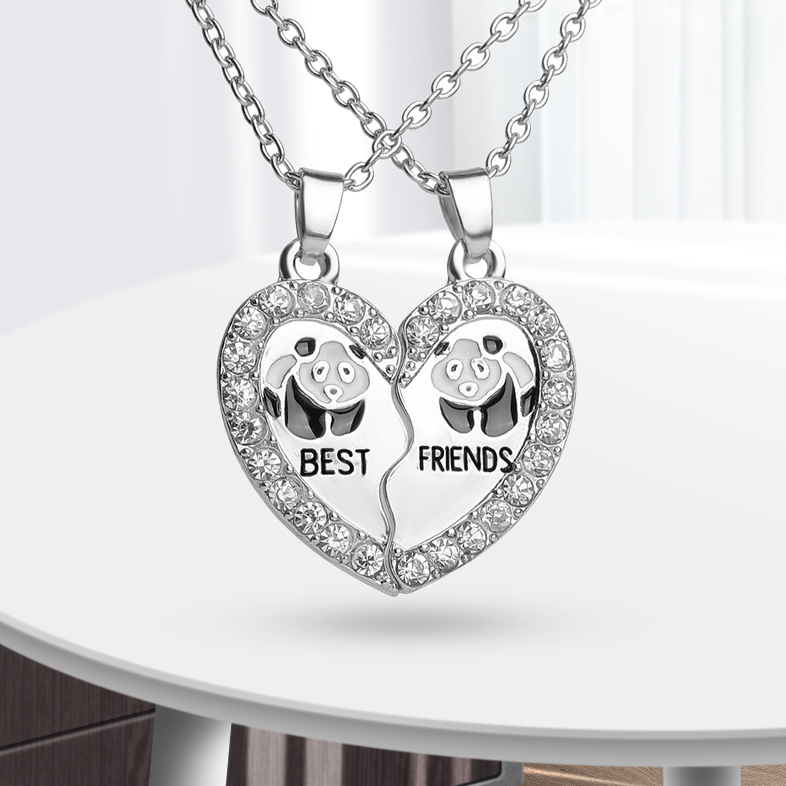 4Pcs Best Friend Necklaces Couples Necklace Matching Relationship 2 Split  Heart Pendant BFF Necklace Gifts for Friends Couples Jewelry Valentine's  Day