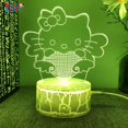 thumbnail image 1 of Figura de Hello Kitty de Anime, de 16 colores 3D luz nocturna, lámpara de mesita de noche USB, luz de dormitorio remota Kawaii, regalos de cumpleaños para niños, 1 of 4