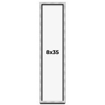 8x35 Frame Brushed Silver Solid Wood Picture Frame | 0.75 Inch Moulding Width | Rabbet Depth 0.75