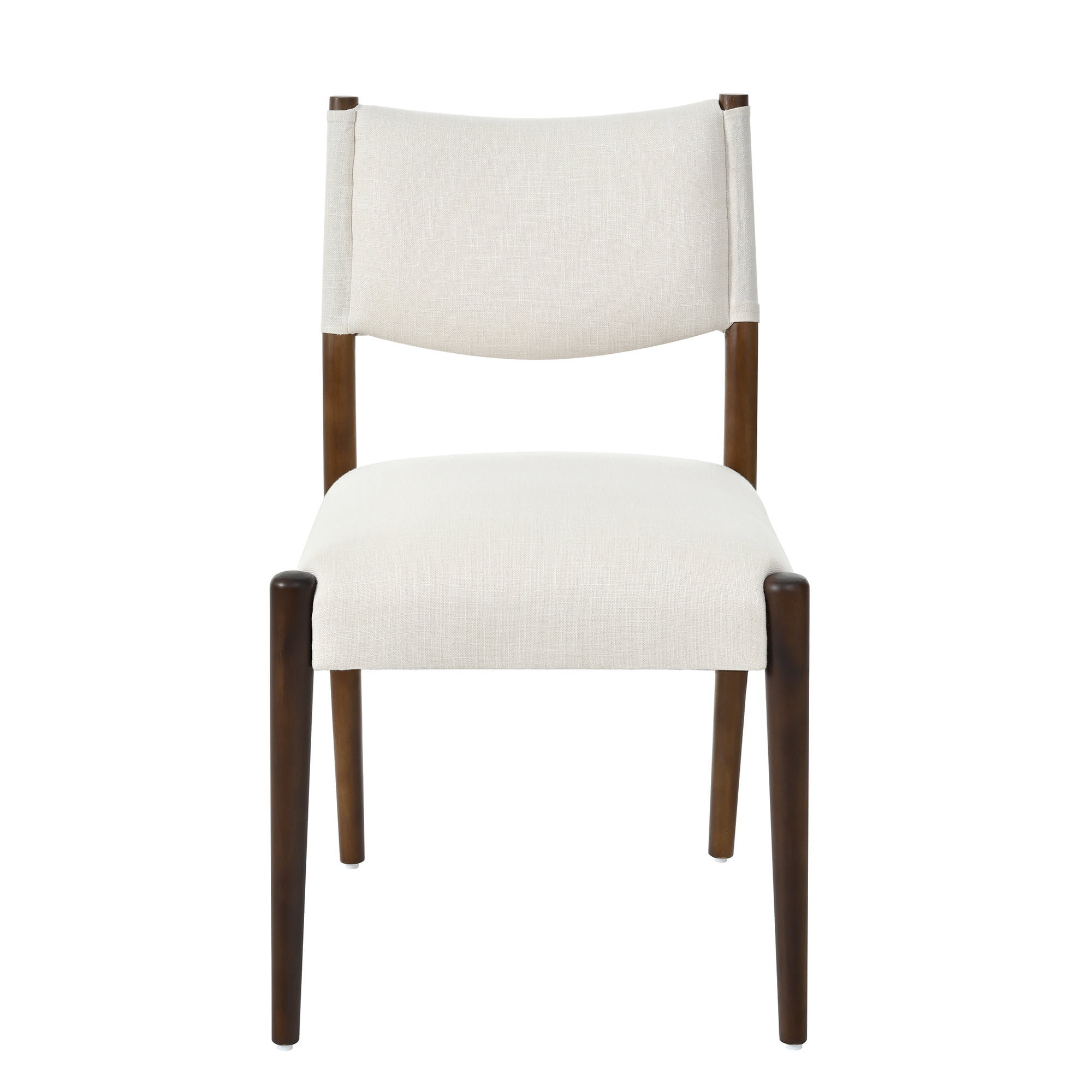 Set of 2 Modern Dining Chair, Kitchen Chair with 5.12 Inch Thick Seat Cushion and Solid Rubber Wood Legs, Upholstered Fabric Chair for Home Bar Restaurant Dining Room, Walnut Beige