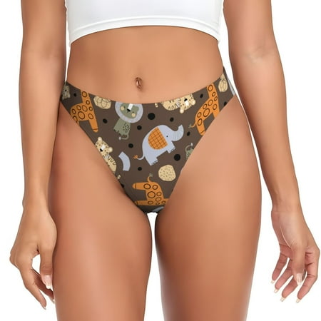 Kdxio Cute Lion Tiger Pattern Seamless Thongs for Women No Show Thong V-waisted Stretch Breathable Sexy Panties Underwear-XX-Large
