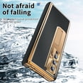 thumbnail image 6 of Dteck Luxury Leather Case for Samsung Galaxy Z Fold 4, Plating Hinges with Pen Solt Built-in Tempered Glass Front Film Cover Kickstand Case for Samsung Z Fold 4,Black?Gold, 6 of 7