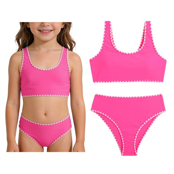 Tween Two Piece Swimsuits Quick Dry Girls Swim Suit with Chest Pad Girls Swimsuit Size 10-11 Years