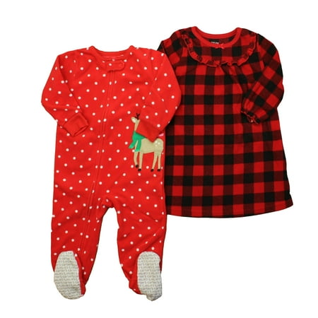 

Pre-owned Carter s Girls Red | Polka Dots | Black Pajamas size: 18 Months