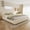 Beige + Boucle + Plywood + Steel + Upholstered, variant on Luckynote Queen Size Platform Bed with Boucle Fabric, Soft Boucle Fabric Upholstered Platform bed with Curve-Shaped Design Headboard, Beige, Easy Assembly