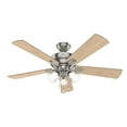 thumbnail image 2 of Hunter 52 inch Indoor Ceiling Fan with LED Lights and Pull Chain - Standard Mount Ceiling Fan, 5 Blades, For Bedroom, Living Room, or Kitchen, 3 inch Downrod - Crestfield 54206, Brushed Nickel, 2 of 16