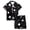 Black-1, variant on Halloween Pjs Tween 2Pcs Soft Breathable Silk Satin Pajamas Set Short Sleeve Button-Down Sleepwear Lounge Clothes
