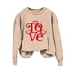 thumbnail image 1 of Gibobby Sudadera con forro polar Mujer Camiseta estampada de talla grande con estampado del día de San Valentín para mujer Top informal de manga larga (Caqui, L), 1 of 4