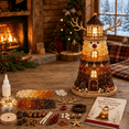 thumbnail image 2 of DIY Lighted Sea Glass-Style Lighthouse Kit, 3D Christmas Craft Kit for Adults with Warm LED Lights, Handmade Tabletop Holiday Decor for Mantel Shelf, Santa Snowman Reindeer Designs, 2 of 10