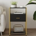 thumbnail image 4 of Black and Gold Nightstand, Modern Nightstand with Drawer, 4 of 8