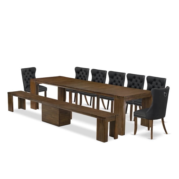 Luxe by East West Furniture 9 Pieces Extendable Dining Set Includes a Rectangle Kitchen Table