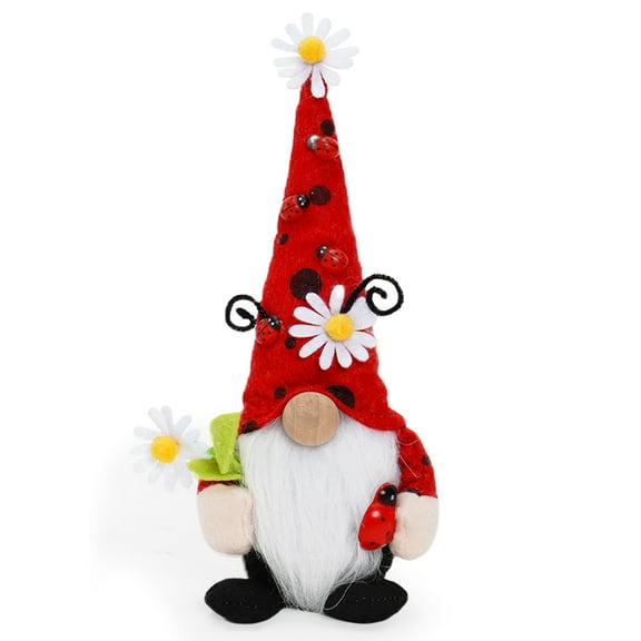 Charming Garden Gnome with Red Hat and Daisies Handcrafted Decoration for Home, Patio, and Outdoor Spaces
