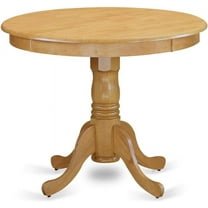 East West Furniture ANT-OAK-T Antique Modern Kitchen Table - a Round Dining Table Top with Pedestal Base, 36x36 Inch, Oak