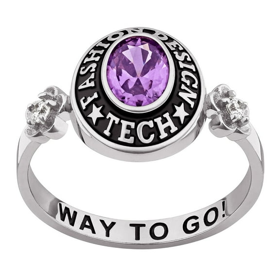 Order Now for 2025 Graduation, Freestyle Women's Oval Birthstone with CZ Flowers Class Ring, Personalized, High School or College Graduation