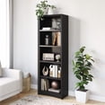 thumbnail image 1 of CorLiving Quadra Engineered Wood 5-Tier Shelf Standard Adult Bookcase with 4 Adjustable Shelves, Black, 1 of 7