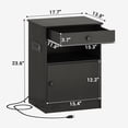 thumbnail image 2 of Nightstand with Drawer & 3 Outlets&2 USB Ports for Bedroom, Modern Bedside Table Storage Cabinet for Living Room, Black, 2 of 7