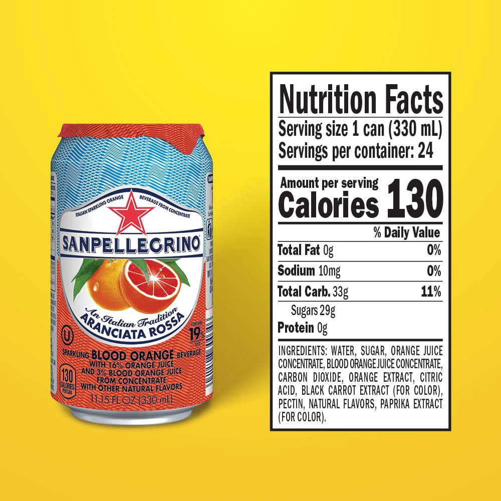 Sanpellegrino Blood Orange Italian Sparkling Drinks, . fl oz. Cans ( Count, Packaging May Vary)