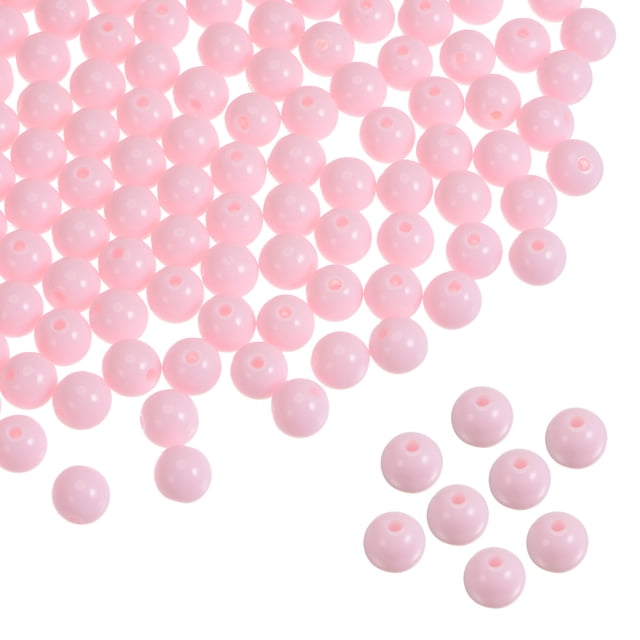 Uxcell 1700pcs Acrylic Round Beads 8mm Loose Bubble Craft Bead Assorted Candy Color Pink