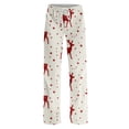 thumbnail image 4 of Christmas Pajama Pants for Women Drawstring Christmas Deer Print Pjs Pants Casual Soft Comfy Lounge Sleep Pants Holiday Pj Bottoms Pink,L, 4 of 6