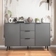 thumbnail image 2 of Sideboard Buffet Cabinet with Storage, Wood Coffee Bar Cabinet, 47.2" Kitchen Cabinet with 3 Drawers & 2 Doors, Kitchen Buffet Cabinet Cupboard (Gray), 2 of 11