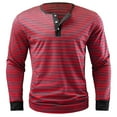 thumbnail image 5 of Tshirts Shirts for Men Henley Neck Long Sleeve Button Striped Tees for Casual Comfortable Slim Fit Fall Winter Fashion Shirts for Men Red L, 5 of 5