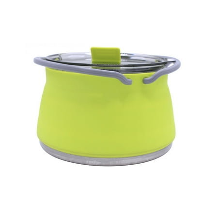 

QUSENLON Portable Folding Silicone Kettle Collapsible Stainless Steel Bottom Water Boiler