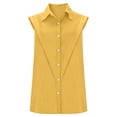 thumbnail image 5 of Tank Tops for Women Elegant Sleeveless Button Front Solid Tailored Collar Beach Vacation Clothes for Women,Yellow,5XL, 5 of 7
