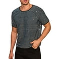 thumbnail image 4 of INSPIRE CHIC Sparkling T-Shirt for Men's Round Neck Short Sleeve Party Clubwear Glitter Top S Silver, 4 of 6