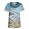 thumbnail image 4 of Okbop Built In Bra Tank Tops for Women,Fashion Summer Round-Neck Short Sleeve Print Casual T-Shirt Purple Blouses for Women Crewneck Sweatshirts, 4 of 5