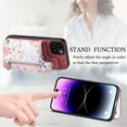 thumbnail image 4 of Allytech iPhone 14 Wallet Case with Zipper Pocket & Cards Holder, Floral Pattern PU Leather Back Cover for Girls Women Shockproof Stand Magnetic Phone Case for Apple iPhone 14 - Pink, 4 of 9