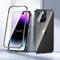 thumbnail image 1 of Metal Magnetic Case Compatible With Iphone 14 Pro Max/14 Pro, Double Sided Hd Tempered Glass Cover With Lens Protector, 1 of 5