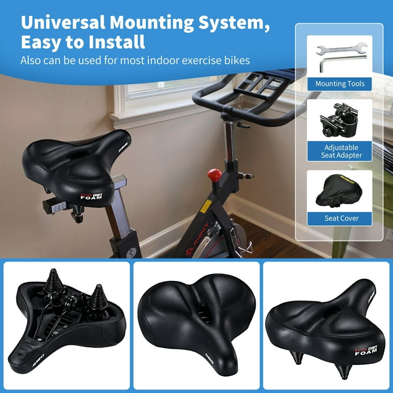 DAWAY Oversized Comfortable Bike Seat C50 Extra Wide Bike Saddle Replacement with Memory Foam Cushion for Men Women Comfort Compatible with Peloton Exercise Mountain Road Bicycles or E Bike Walmart ...
