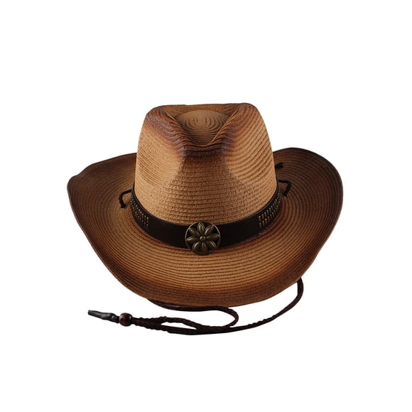 Sombrero de vaquero Yinane para Mujer estilo occidental con hebilla de cordón