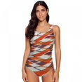 thumbnail image 1 of Womens One Piece Bathing Suits Color Block Print Criss Cross Back Swimsuits Athletic Swimwear, Colorful, S, 1 of 4