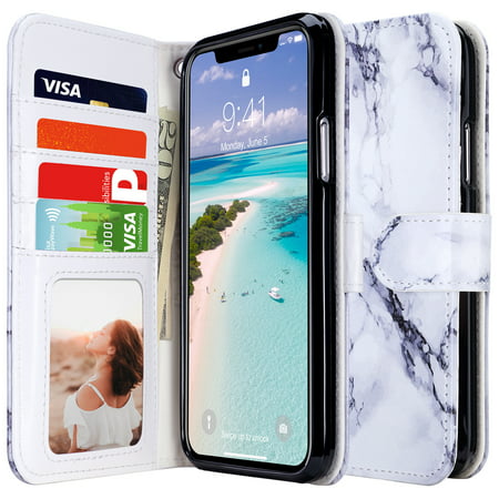 iPhone X Case, ULAK Folio Wallet Case Stand Protective Cover with Card Holders Handmade Wrist-strap for iPhone X / iPhone 10 5.8