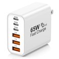thumbnail image 1 of Cargador USB C Hibiker, 65 W, 6 puertos, PD+QC Power, blanco, 1 of 7
