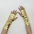 thumbnail image 5 of Fingerless Metallic Gloves for Cosplay, Shiny Opera Style Long Gloves with Reflective Coating, Glitter Costume Accessories for Role Play, Elegant Evening Gloves for Adults and Performance Events Gold, 5 of 5