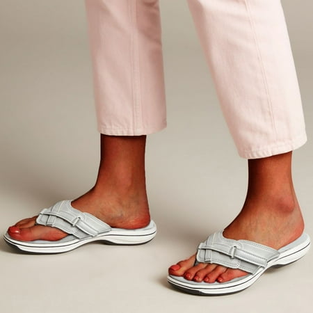 

NEGJ Women Casual Fashion Solid Color Flip Flops Flat Comfortable Flip-Flop Sandals