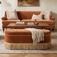 thumbnail image 4 of Melinda 48.5" Oval Tufted Bullion Fringe Storage Bench, Burnt Orange Performance Velvet, 4 of 11
