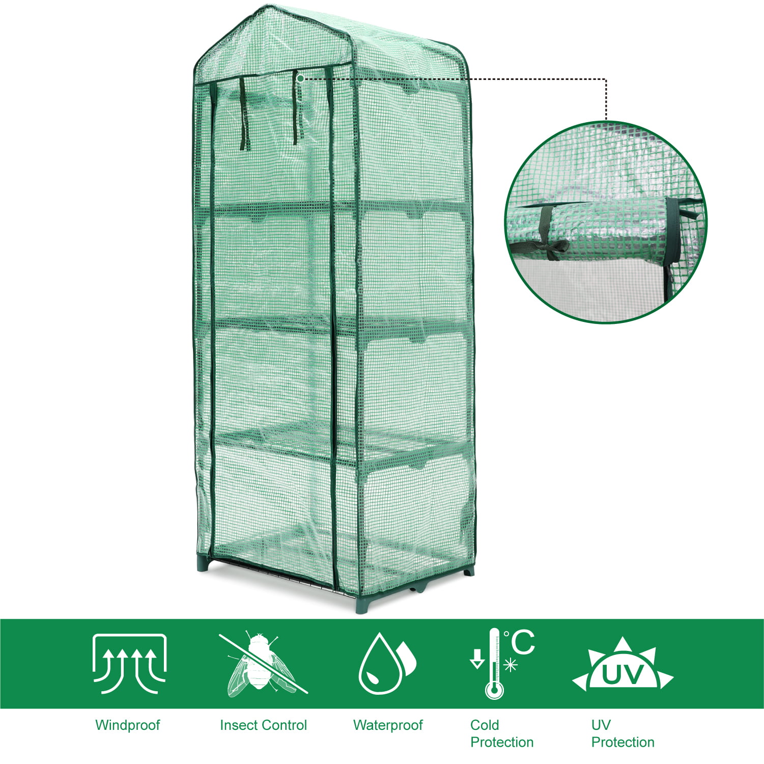 ABCCANOPY Mini Greenhouse, Tiers Portable Gardening Greenhouse with  Zippered Door for Indoor Outdoor Use (Green PE Cover) …