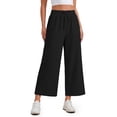thumbnail image 2 of MOSHU Womens Capri Pants Summer Wide Leg Pants for Women Drawstring Casual Palazzo Trousers with Pockets, 2 of 9